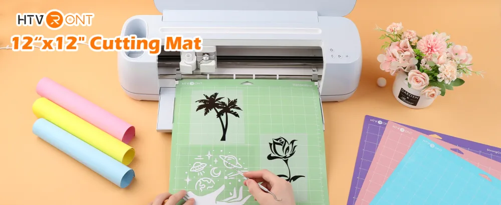 HTVRONT Cutting Mat for Cricut 5 Pack Cutting Mat 12x12 for Cricut Maker/Maker 3/Explore 3/Air/Air 2/One(StandardGrip LightGrip StrongGrip FabricGrip)Cutting Mat Replacement Accessories for Cricut Variety - cutting mats