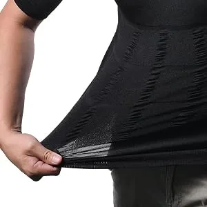 Odoland 5 Pack Men's Body Shaper Slimming Tummy Vest Thermal Compression Shirts Sleeveless Tank Top Black*5 Large - MATERIAL