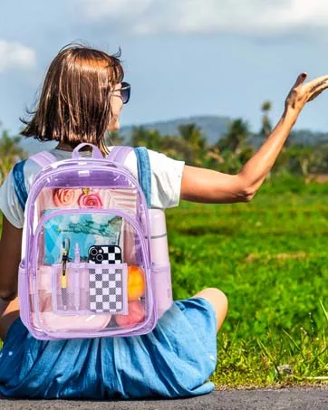 AGSDON Clear Sling Bag Stadium Approved Small PVC Crossbody Shoulder Backpack Casual Transparent Daypack - Pink - Clear Backpack