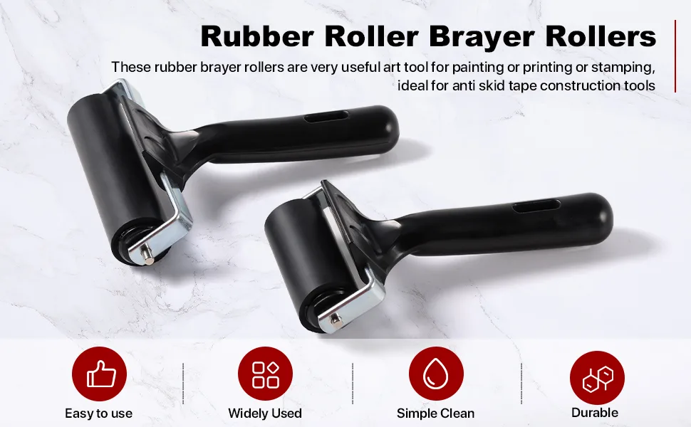 3 Pack Brayer Rollers for Crafting Vinyl Rubber Roller Brayers Printmaking Brayer Rollers for Cricut Maker Gluing Printing Inking and Stamping(Black) Balck - brayer
