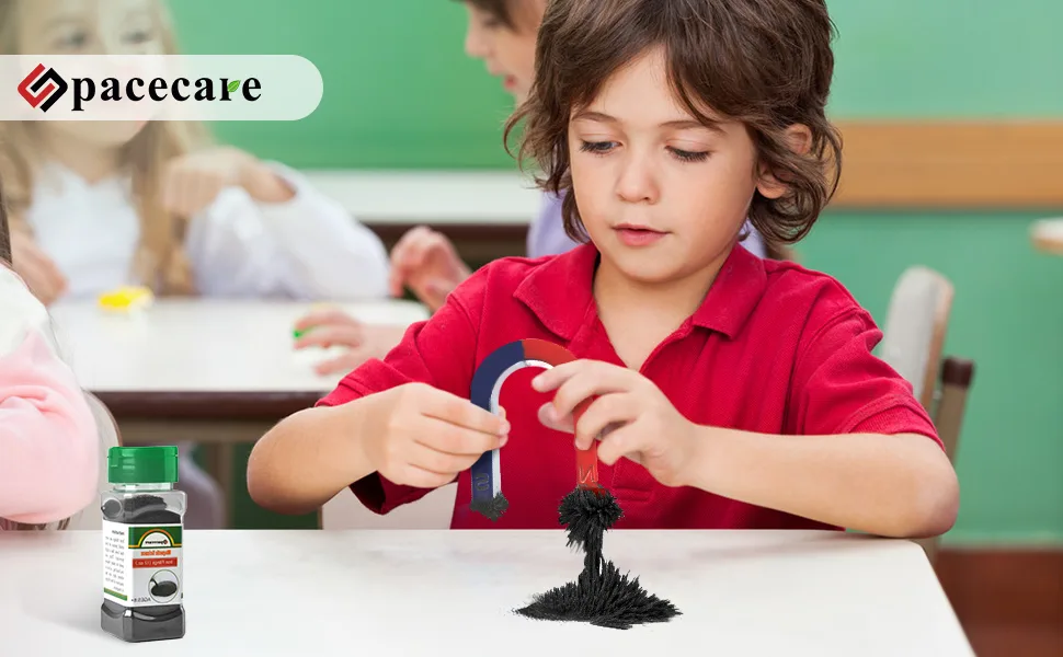 SPACECARE Magnetic Iron Powder Filings for Magnet Education and School Projects Storage Jar (12 Ounces) with Shaker Lid 1 Pack - Iron powder