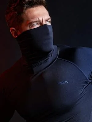 TSLA 1 or 2 Pack Men's Thermal Long Sleeve Compression Shirts Mock/Turtleneck Winter Sports Running Base Layer Top Heatlock Mock Neck Black Large - product information 4