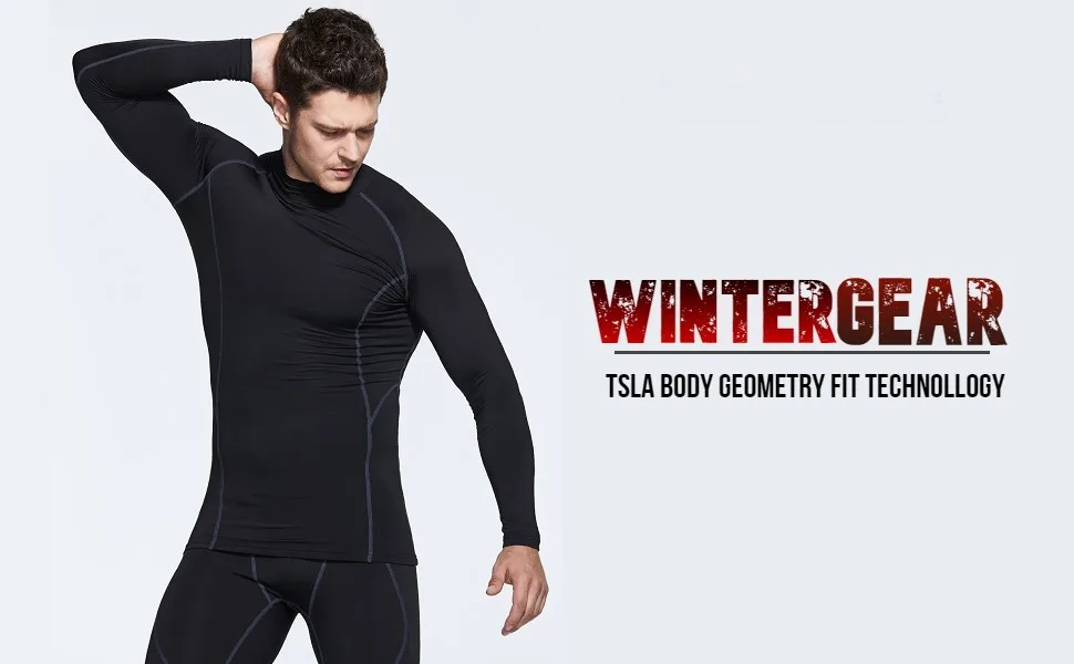 TSLA 1 or 2 Pack Men's Thermal Long Sleeve Compression Shirts Mock/Turtleneck Winter Sports Running Base Layer Top Heatlock Mock Neck Black Large - YUT main