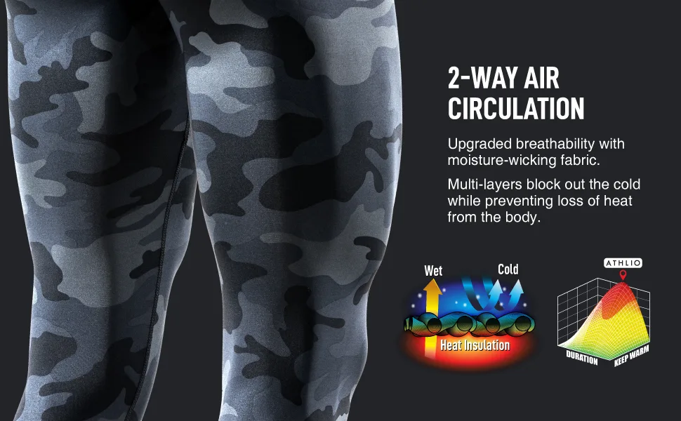 ATHLIO Men's Thermal Compression Pants Athletic Running Tights & Sports Leggings Wintergear Base Layer Bottoms 3pack Thermal Pants Black/ Charcoal/ Navy Large - product information 5