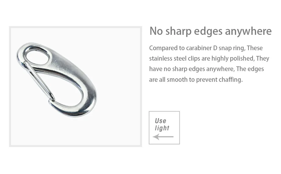 Abimars 4 inch Heavy Duty Rope Connector Snap Hook 316 Stainless Steel Spring Snap Hook Clip Load Capacity 1000lbs Marine Grade Anchor Clips for Rope (2 Pack) - product information 13
