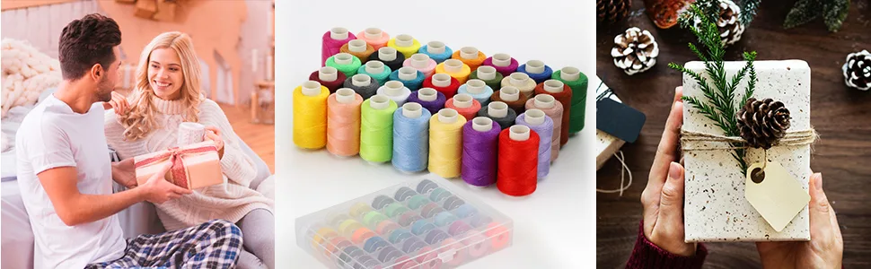 Blibly 72Pcs Bobbins Sewing Thread Kits 500 Yards Per Polyester Thread Spools with Needle Threader Scissors and Ruler Prewound Bobbin with Case for Hand & Sewing Machine 36 Colors - sewing machine for kids ages 8-12