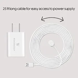 25ft/7.6m Weatherproof Outdoor Charging Cable with Quick Charge Adapter Compatible with Arlo Ultra/Ultra 2/Pro 3/Pro 4 (2 Pack White) (NOT Compatible with Arlo Essential Spotlight) - 25ft cables