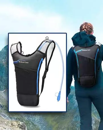 Mubasel Gear Insulated Hydration Backpack Pack with 2L BPA Free Bladder - Keeps Liquid Cool up to 4 Hours for Running Hiking Cycling Camping Black White - hdration backpack