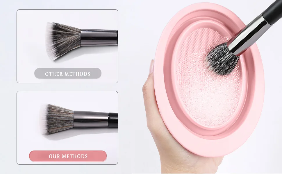 2 Pack Makeup Brush Cleaner Mat - Silicon cleaning Pad & Bowl Scrubber Portable Washing Tool for Makeup Brush Makeup Sponge Powder Puff (Gray & Pink) - effectively remove cosmetic residues, grease and dirt on brushes
