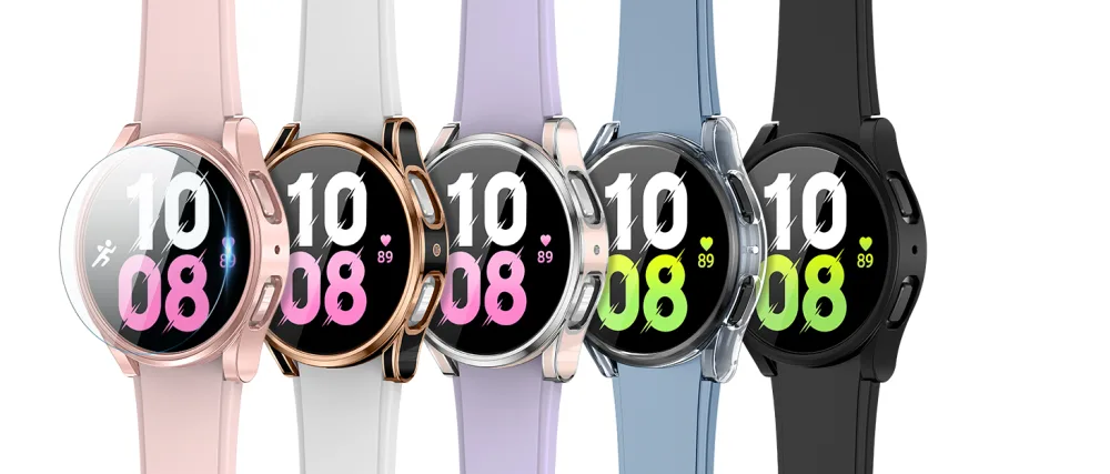  2Pack Tensea Compatible with Samsung Galaxy Watch Active 2 Screen Protector Case 44mm Bumper Full Around Cover for Samsung Galaxy Watch Active2 44 (Black 44mm) Black 44mm - smartwatch screen protector case