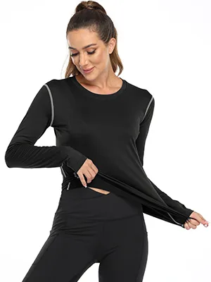 WANAYOU Women's 2-3 Pack Compression Shirt Dry Fit Long Sleeve Running Athletic T-Shirt Workout Tops 2 Pack White Small - running long sleeve shirts.