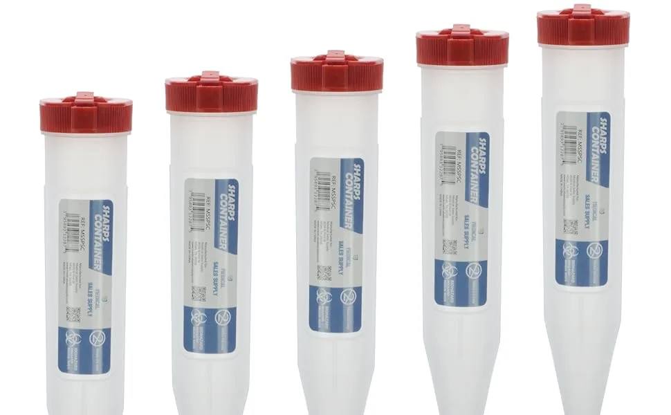 Portable First Aid Transportable Sharps Container with Locking Mechanism by Medical Sales Supply (Pack of 2) - 5portable
