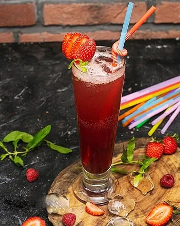 200 Pcs Individually Packaged Black Plastic Extra Long Flexible Disposable Drinking Straws.(0.23'' diameter and 10.2" long) (Black) 200 Pcs black - straws