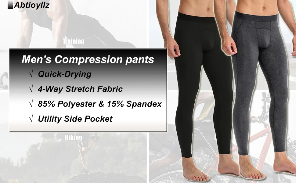 ABTIOYLLZ Men's Compression Pants Athletic Leggings Pockets/Non Pockets Sports Active Baselayer Tights 1 Pack # White Medium - 11322-