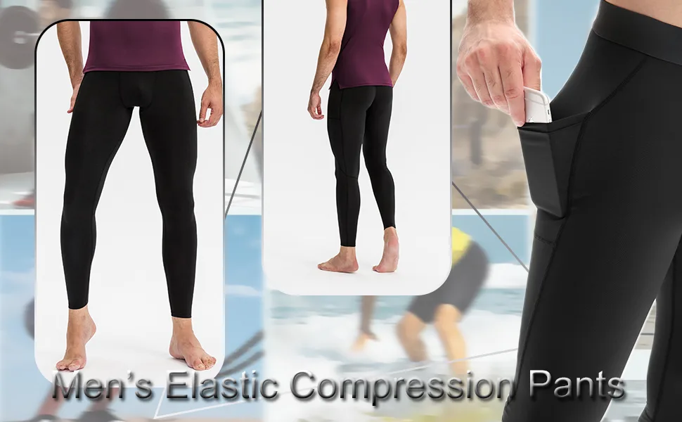 ABTIOYLLZ Men's Compression Pants Athletic Leggings Pockets/Non Pockets Sports Active Baselayer Tights 1 Pack # White Medium - 11322-3