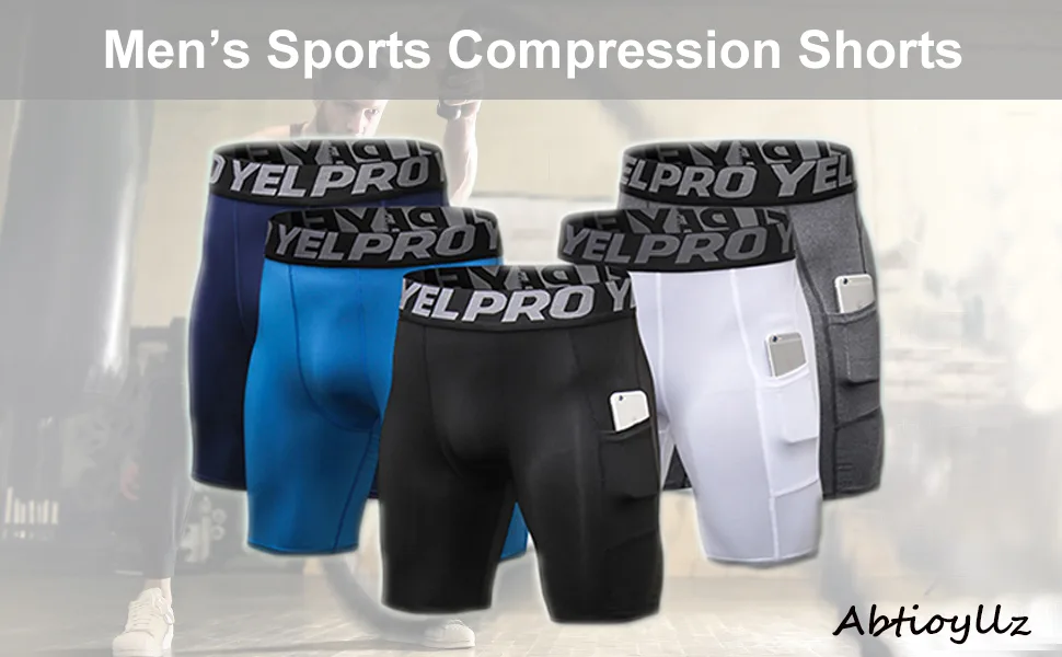ABTIOYLLZ 3 Pack Compression Shorts for Men Spandex Running Workout Athletic Baselayer Underwear Shorts Pocket 3pack+white#84 Small - running shorts for men