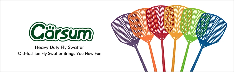 Garsum Fly Swatters 6 Pack Plastic Strong Multi Pack Long Handle Durable Fly Swat Shatter Bulk Insects Bugs Swatter Set That Work for Indoor and Outdoor 17.5 inches-Plastic - Garsum - Heavy Duty Fly Swatter