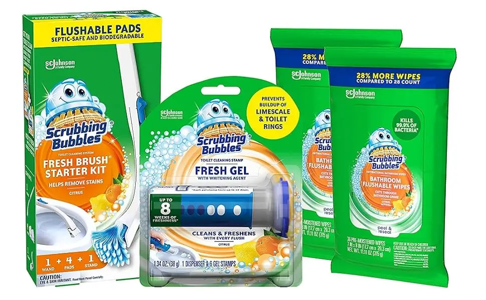 Scrubbing Bubbles Fresh Brush Starter 1 Pack + Fresh Brush Refills Citrus 1 Pack + Fresh Gel Toilet Cleaning Stamp Citrus 1 Pack - product information 4