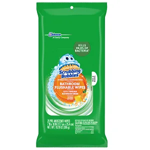 Scrubbing Bubbles Fresh Brush Starter 1 Pack + Fresh Brush Refills Citrus 1 Pack + Fresh Gel Toilet Cleaning Stamp Citrus 1 Pack - Scrubbing Bubbles Antibacterial Bathroom Flushable Wipes
