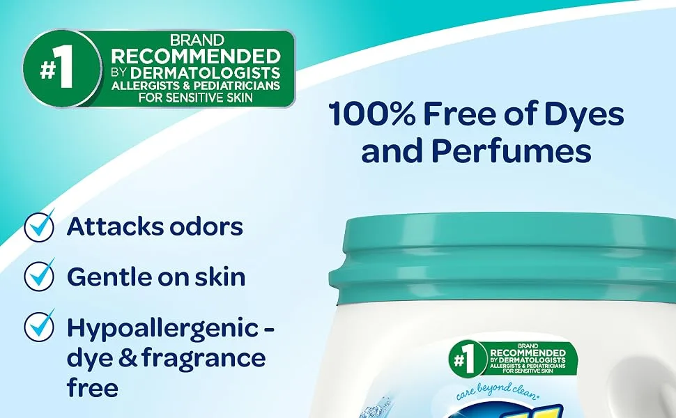 All Mighty Pacs Laundry Detergent Free Clear Odor Relief Tub 56 Count (Pack of 2) 112 Total Loads - odor fighter