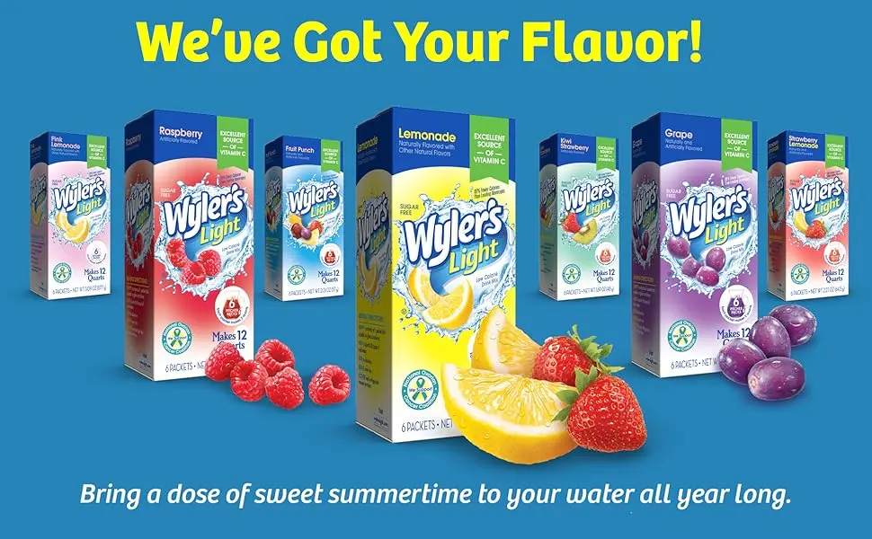 Wyler's Light Pitcher Packs Water Drink Mix Kiwi Strawberry 6 Boxes (36 Pitcher Packets) Kiwi Strawberry New-Recyclable - wylers light pitcher pack