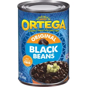 Ortega Black Beans With Diced Jalapenos 15 Ounce (Pack of 12) - Ortega Original Black Beans