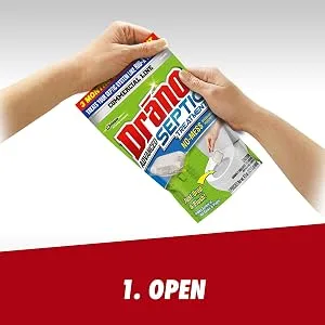 Drano Advanced Septic Tank Treatment 3 Pouches 4.5 oz 1 Pack (3 Pouches Total) - Step 1: Open