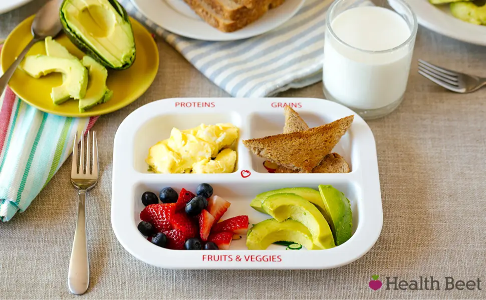 Health Beet Macro Diet Plate - Portion Control Nutrition Plate for Simple Weight Loss- IIFYM and Macros counting Diabetes Plate 1 - Portion control plates dividers divided toddler kids teens adults plastic dishware dinnerware set
