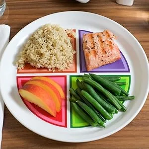 Health Beet Macro Diet Plate - Portion Control Nutrition Plate for Simple Weight Loss- IIFYM and Macros counting Diabetes Plate 1 - Portion control plates dividers divided toddler kids teens adults plastic dishware dinnerware set