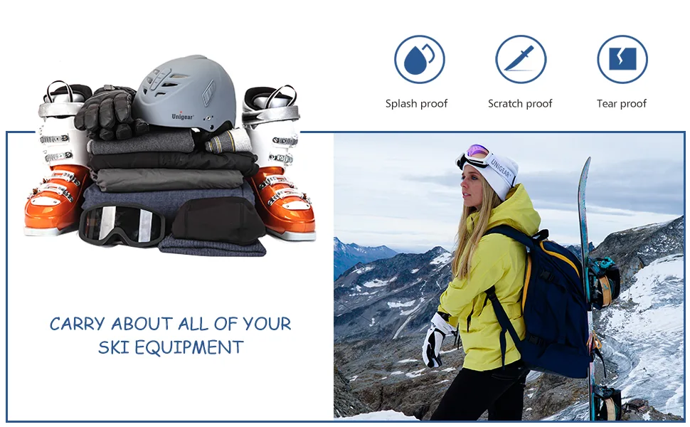 Unigear Ski Boot Bag 50L Ski Boot Travel Backpack for Ski Helmet Goggles Gloves Skis Snowboard & Accessories Blue - product information 3