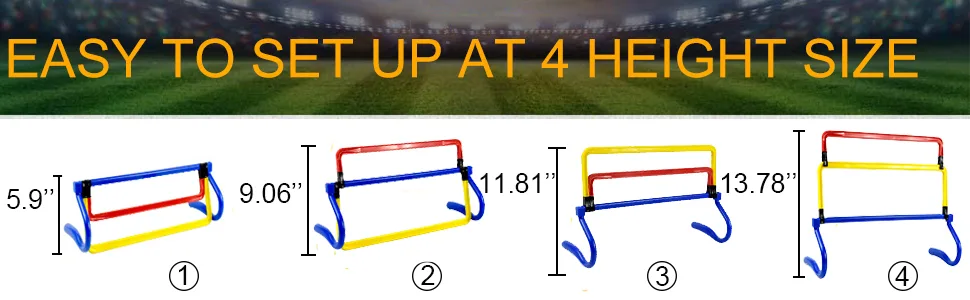 ASENVER 6 Pack Multicolor Agility Hurdles 4 Height Adjustable Speed Training Hurdles Fitness & Speed Training Equipment - product information 4