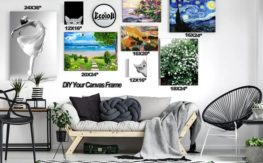 2-Set DIY Canvas Stretcher Bars 16x20 Inch Canvas Frame for Oil Paintings Prints Paint by Numbers & Posters 2-Pack - different size canvas frame stretcher bars
