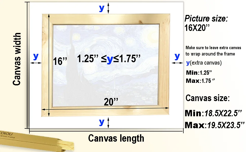 2-Set DIY Canvas Stretcher Bars 16x20 Inch Canvas Frame for Oil Paintings Prints Paint by Numbers & Posters 2-Pack - how to stretch your canvas frame