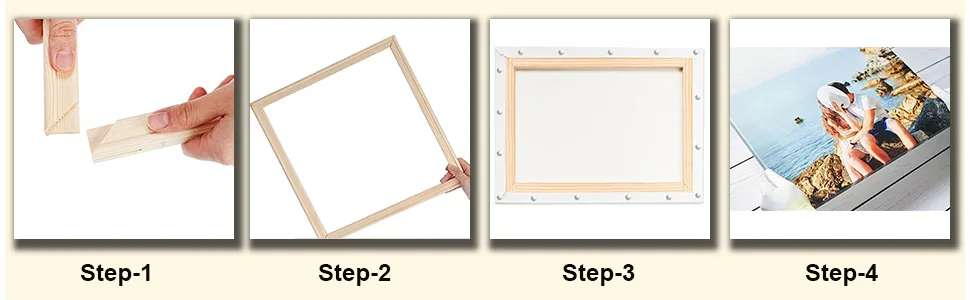 2-Set DIY Canvas Stretcher Bars 16x20 Inch Canvas Frame for Oil Paintings Prints Paint by Numbers & Posters 2-Pack - steps for canvas frame