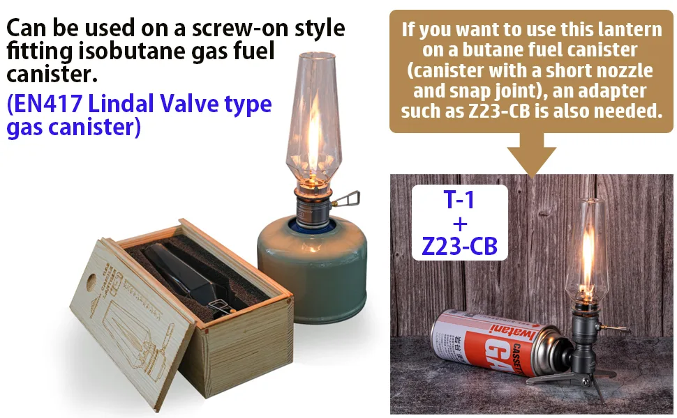 CAMPINGMOON Camping Gas Lantern with Wooden Lantern Case T-1 - camping gas lantern