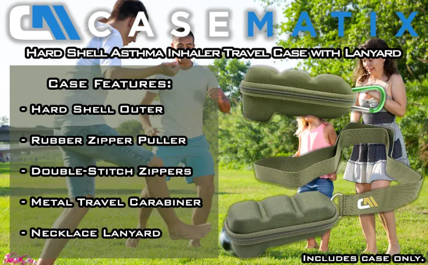 Casematix Forest Green Travel Case Fits Asthma Inhaler Includes Case Only - case