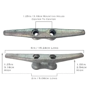 ZUJARA 6 inch Dock Cleats 5-Pack Galvanized Iron Boat Cleat for Marine or Decorative Applications - 6 inch dimensions