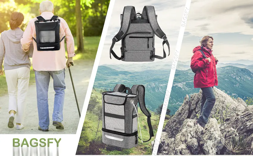 Medical Backpack for Portable Oxygen Concentrators Compatible with Inogen One G3 Inogen One G5 Philips Respironics SimplyGo Mini OxyGo Oxy(Gray) - inogen g5 backpack