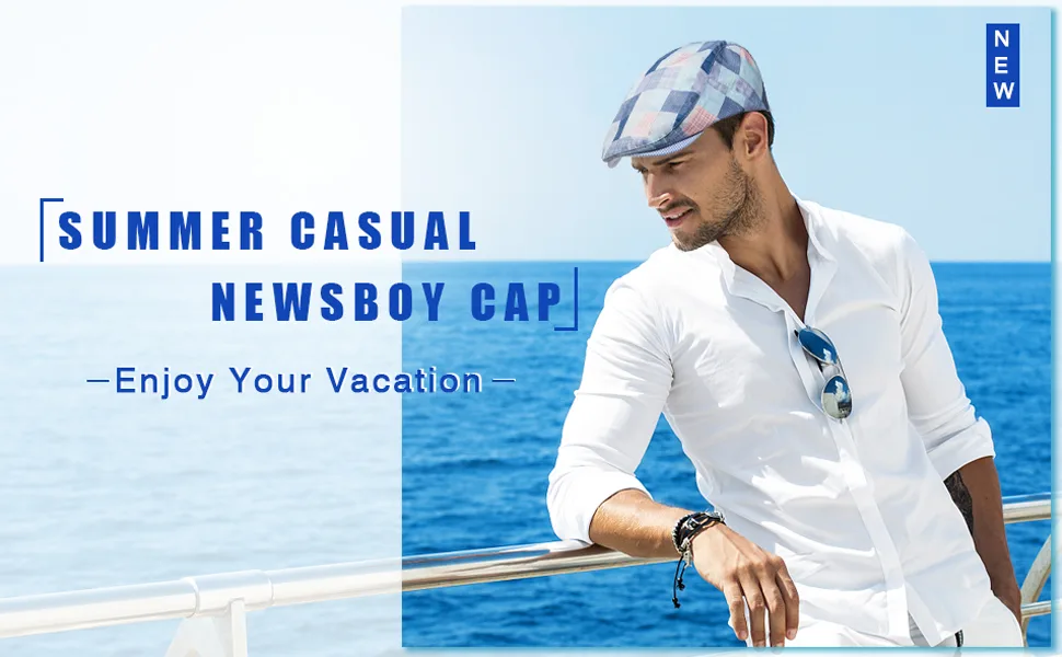 LADYBRO 2Pack Unisex Flat Cap Newsboy Hats for Men Women Scally Cap Summer Hat for Golf 04484 Black+beige Cotton Polyester - product information 2