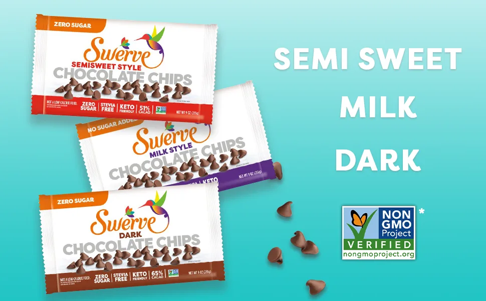 Swerve Chocolate Chips - Milk 9oz Bag (4pack) Milk 4 Pack - Swerve