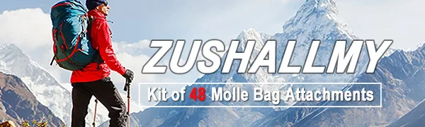 ZUSHALLMY 48-Piece MOLLE Accessories Kit Upgraded Attachment Clips Kit MOLLE Key Clip D-Rings for Attaching Gear with MOLLE System - Increase Capacity and Versatility of Backpack - molle attachments