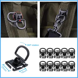 ZUSHALLMY 48-Piece MOLLE Accessories Kit Upgraded Attachment Clips Kit MOLLE Key Clip D-Rings for Attaching Gear with MOLLE System - Increase Capacity and Versatility of Backpack - Tactical 360 Rotation D-Ring Clips