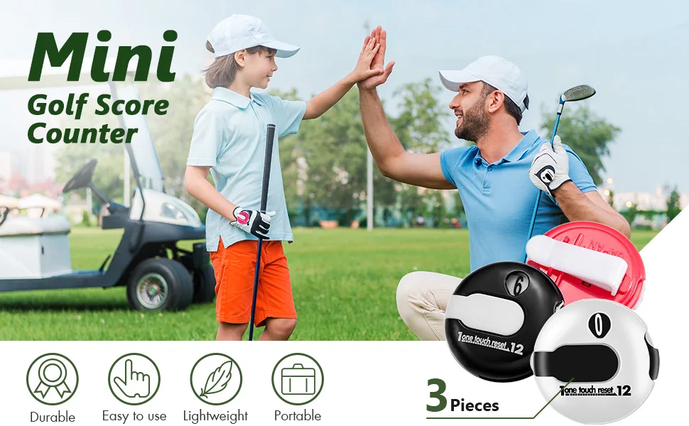 Frienda Golf Score Counter Mini Golf Stroke Counter with One Touch Reset and Simple Attachment to Scorekeeper Glove in 3 Pieces - product information 2
