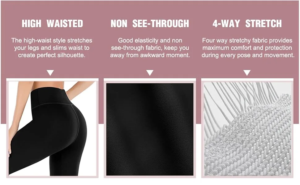 High Waisted Leggings for Women Pack-Black Active High Waisted Soft Tummy Control Workout Running Yoga Pants C-1 Pack Small-Medium 6-1 Pack Brown - leggings details