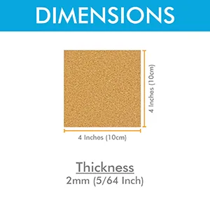 Millennial Essentials 25 Pack Self-Adhesive Cork Squares 4 x 4 Inches Cork Backing Sheets Cork Tiles for Cork Coasters and DIY Crafts - 4 by 4 inch cork tiles corkboard natural soft wood DIY coasters anti slip high quality best value