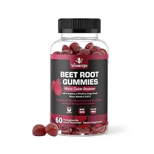 Beet Root Chews with Grape Seed, Vitamin C & B12 - Pomegranate Flavor 60 Count (Pack of 1) - Beet Root Gummies