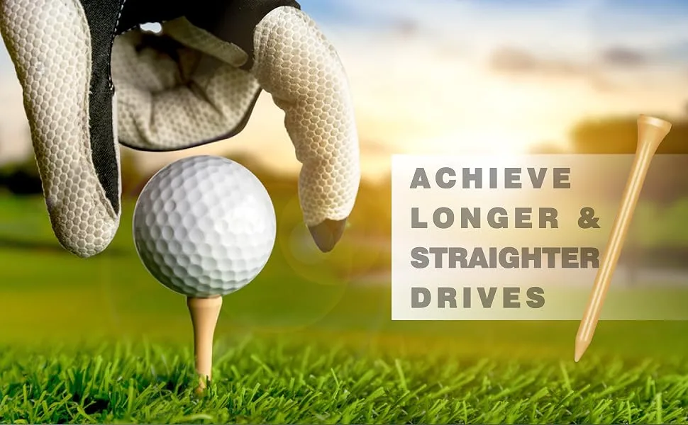 CHAMPKEY Premium Bamboo Golf Tees Pack of 120 (2-3/4" & 3-1/4" Available) | Friendly Biodegradable Material More Durable and Stable 3-1/4" Wooden Tees - product information 4
