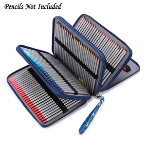BTSKY Colored Pencil Case- 200 Slots Pencil Holder Pen Bag Large Capacity Pencil Organizer with Handle Strap Handy Colored Pencil Box with Printing Pattern Rose Green Rose - 300-1