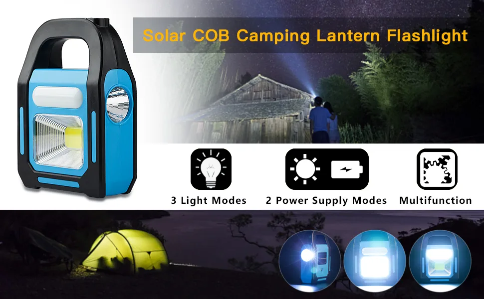 4 Pack 3 in 1 Solar USB Rechargeable Brightest COB LED Camping Lantern Charging for Device Waterproof Emergency Flashlight LED Light - product information 1