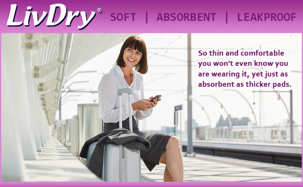 LivDry Incontinence Ultra Thin Pads for Women | Leak Protection and Odor Control | Extra Absorbent (Maximum 18-Count) Maximum (18-count) - product information 2